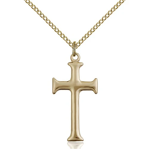 14 KT Gold Filled Byzantine Cross Necklace - 18"