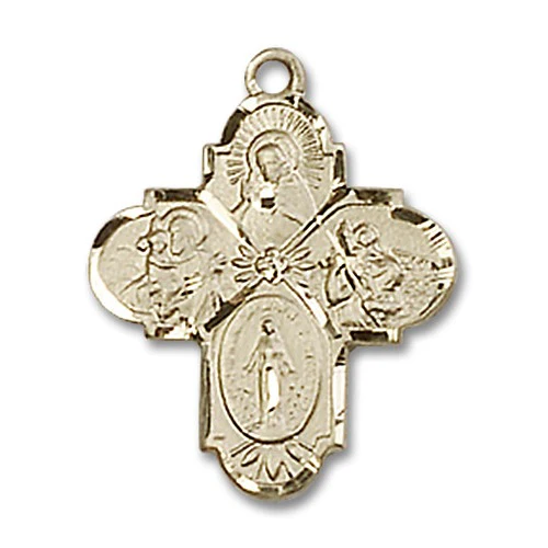 14kt Gold 4-Way Medal 3/4 X 5/8"