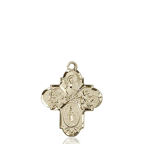14kt Gold 4-Way Medal 3/4 X 5/8" - Image 2
