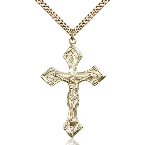 14kt Gold Filled Crucifix Pendant 1 7/8 X 1 1/8"