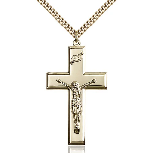14kt Gold Filled Crucifix Pendant 1 7/8 X 1 Inch