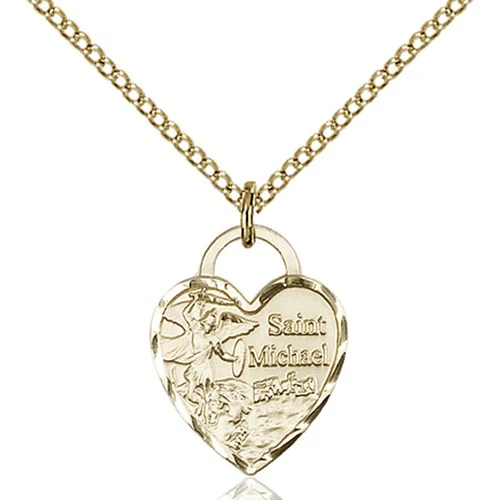 14kt Gold Filled St. Michael Heart Pendant
