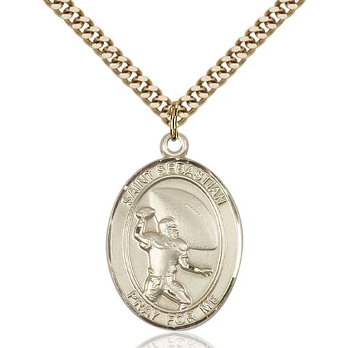 14kt Gold Filled St. Sebastian / Football Pendant w/ chain
