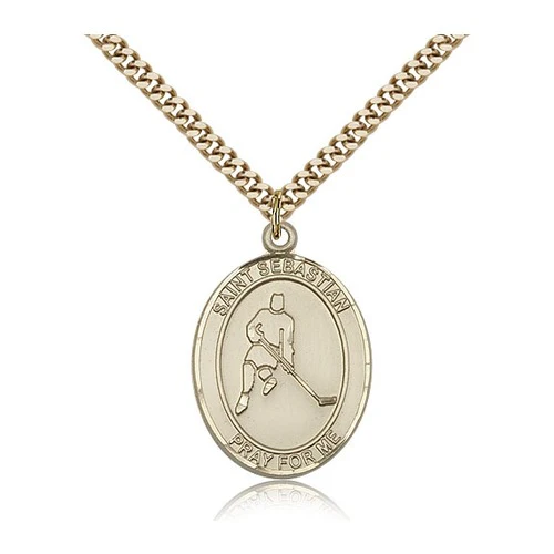 14kt Gold Filled St. Sebastian/Ice Hockey Pendant w/ chain