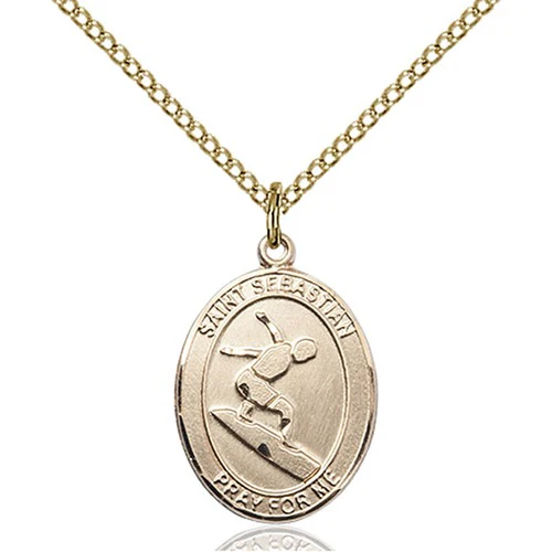 14kt Gold Filled St. Sebastian/Surfing Pendant