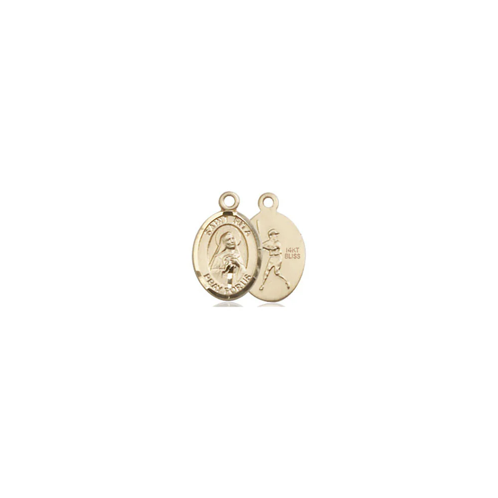 14kt Gold St. Rita of Cascia Medal / Baseball - Image 2