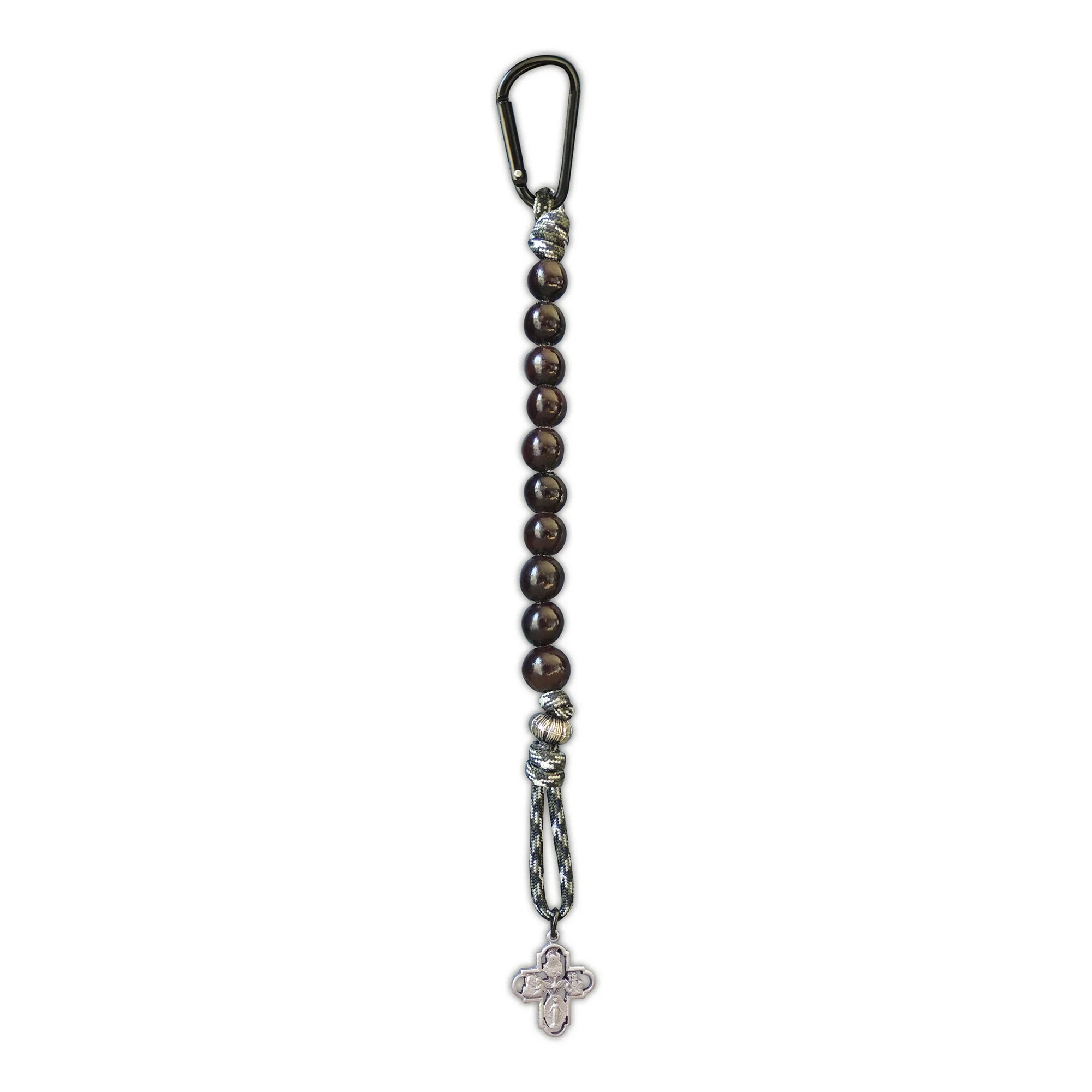 4-Way Cross Black & Camo Paracord One-Decade Rosary