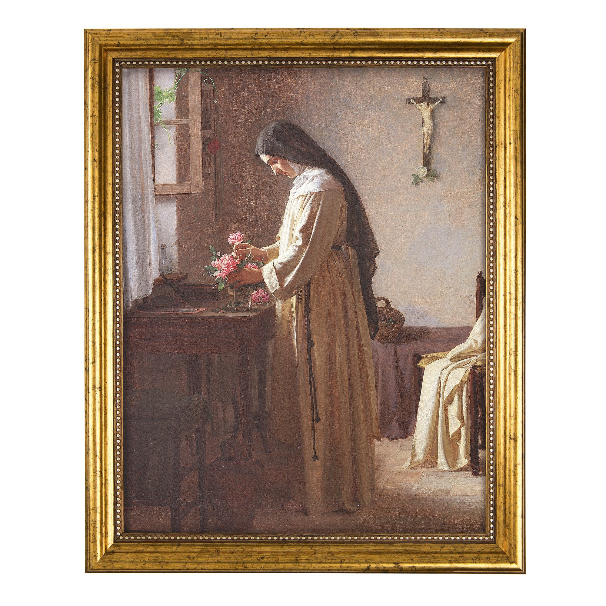 A Nun at Morning Gold Framed Art Print - Multiple Sizes