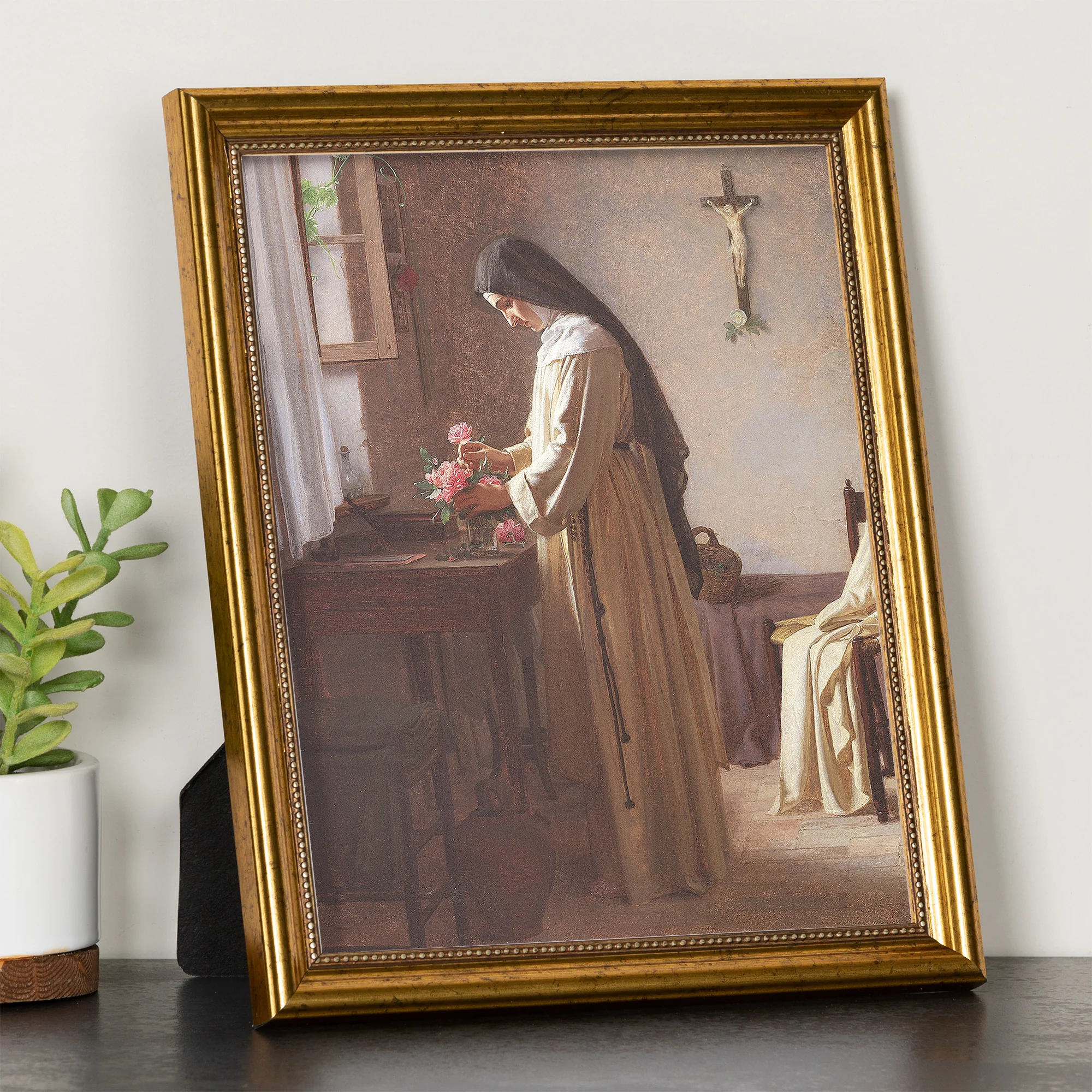 A Nun at Morning Gold Framed Art Print - Multiple Sizes - Image 2