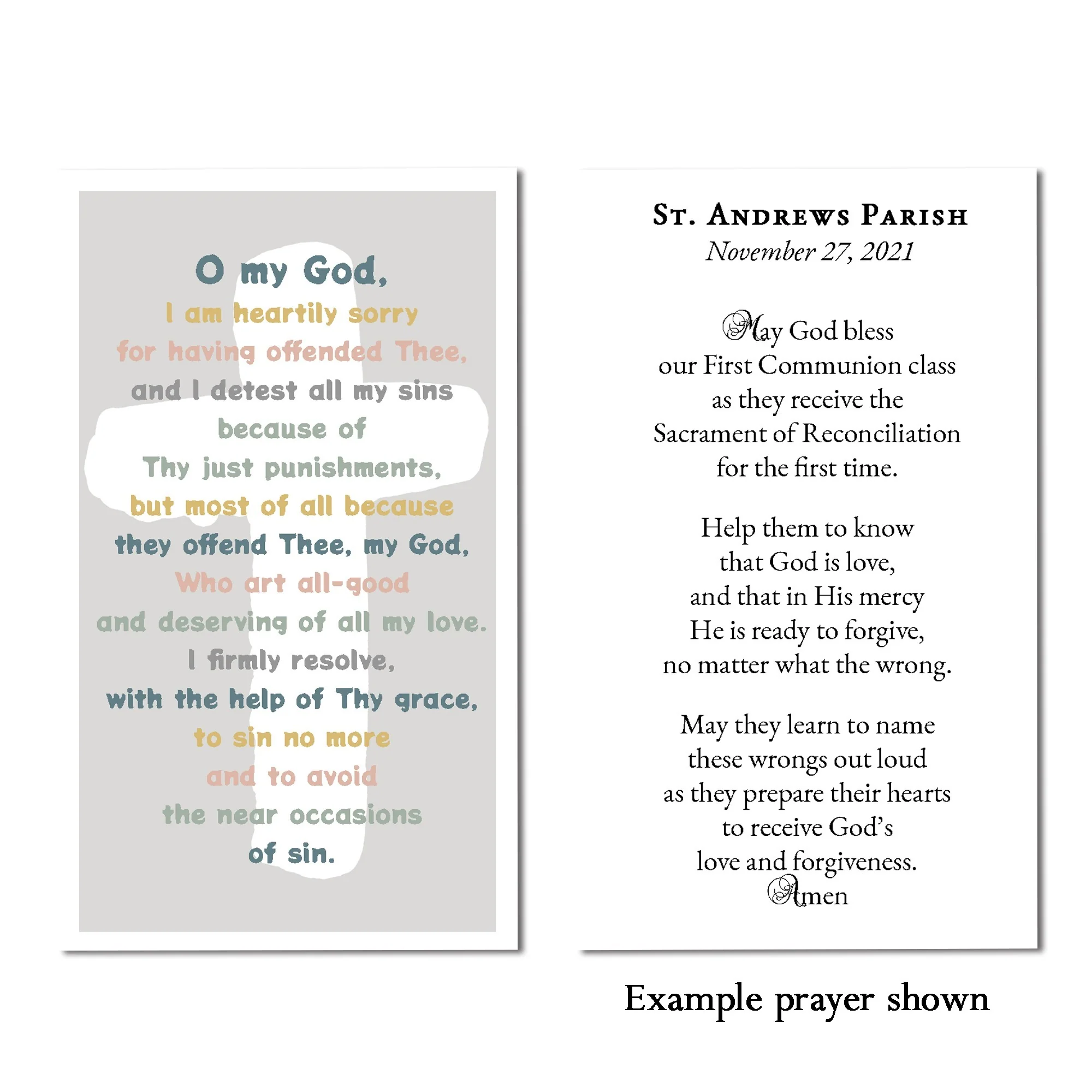 Laminated Act of Contrition Personalized Prayer Card - Image 2