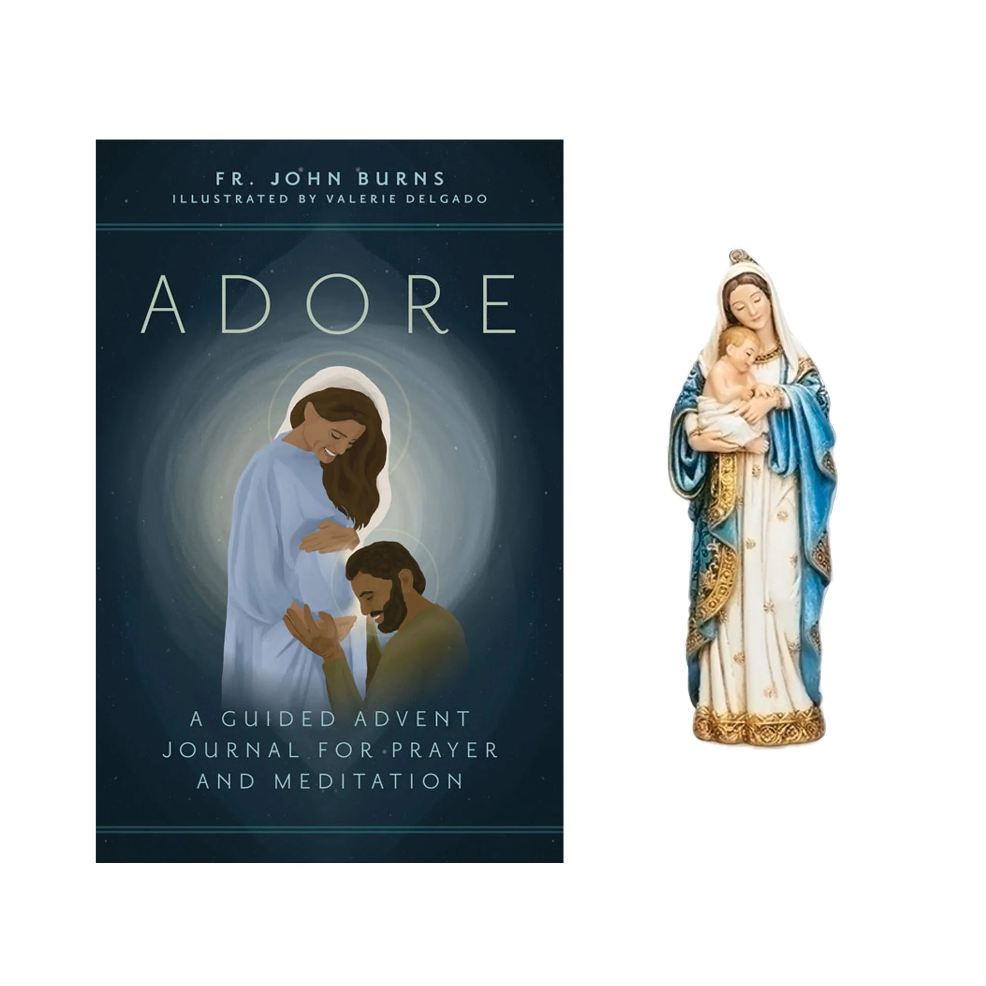Adore: A Guided Advent Journal for Prayer and Meditation & Madonna & Child Figurine Ornament (Gift Set) - Image 2