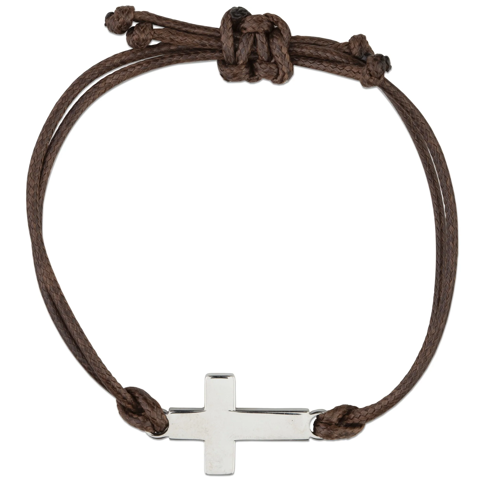 Adustable Brown Leather Cross Bracelet