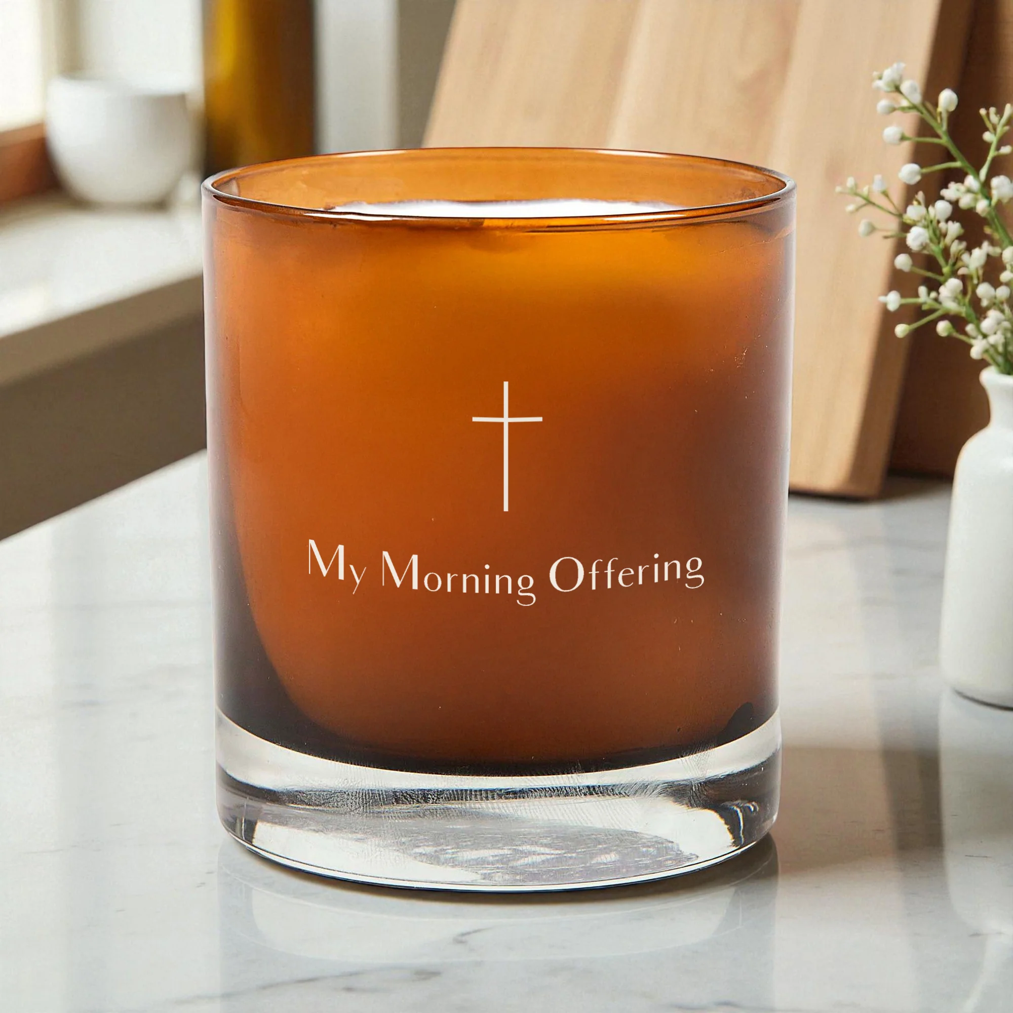 Amber Glass Morning Offering Candle - Image 2
