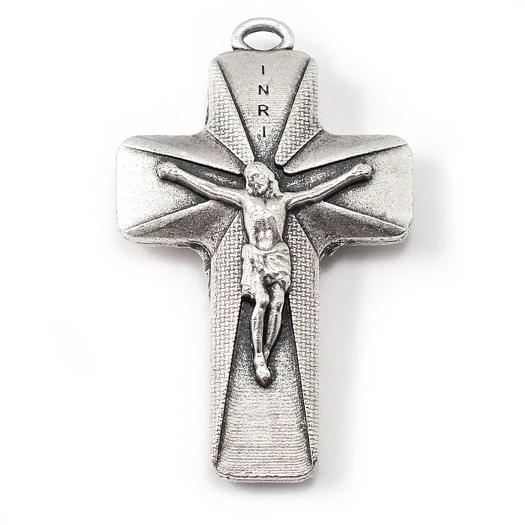 Antique Silver & Hematite Sacred Heart Rosary - Image 2