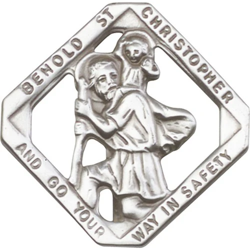 Antique Silver St. Christopher Visor Clip 1 1/2 X 1 1/2"