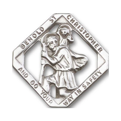 Antique Silver St. Christopher Visor Clip 1 1/2 X 1 1/2" - Image 2