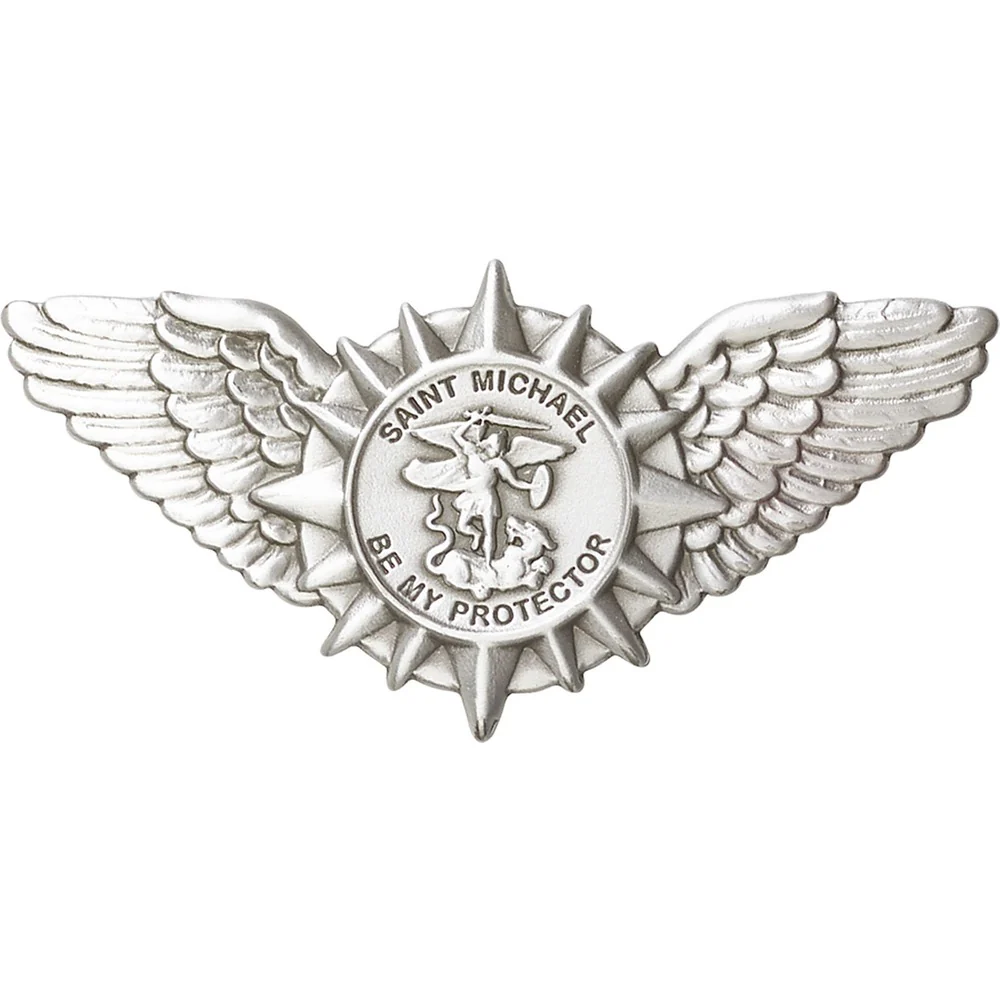 Antique Silver St. Michael / Wings Visor Clip