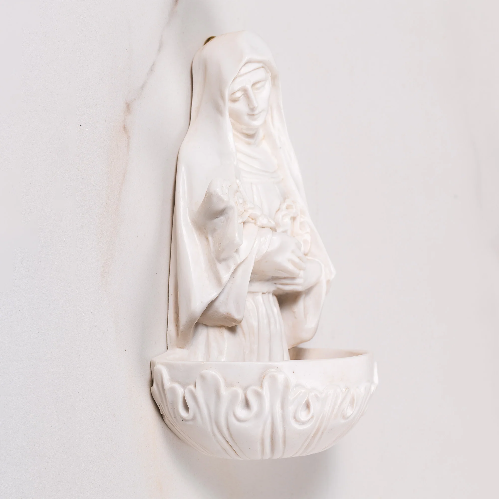 Antique White St. Rita Holy Water Font - 6.7" - Image 2