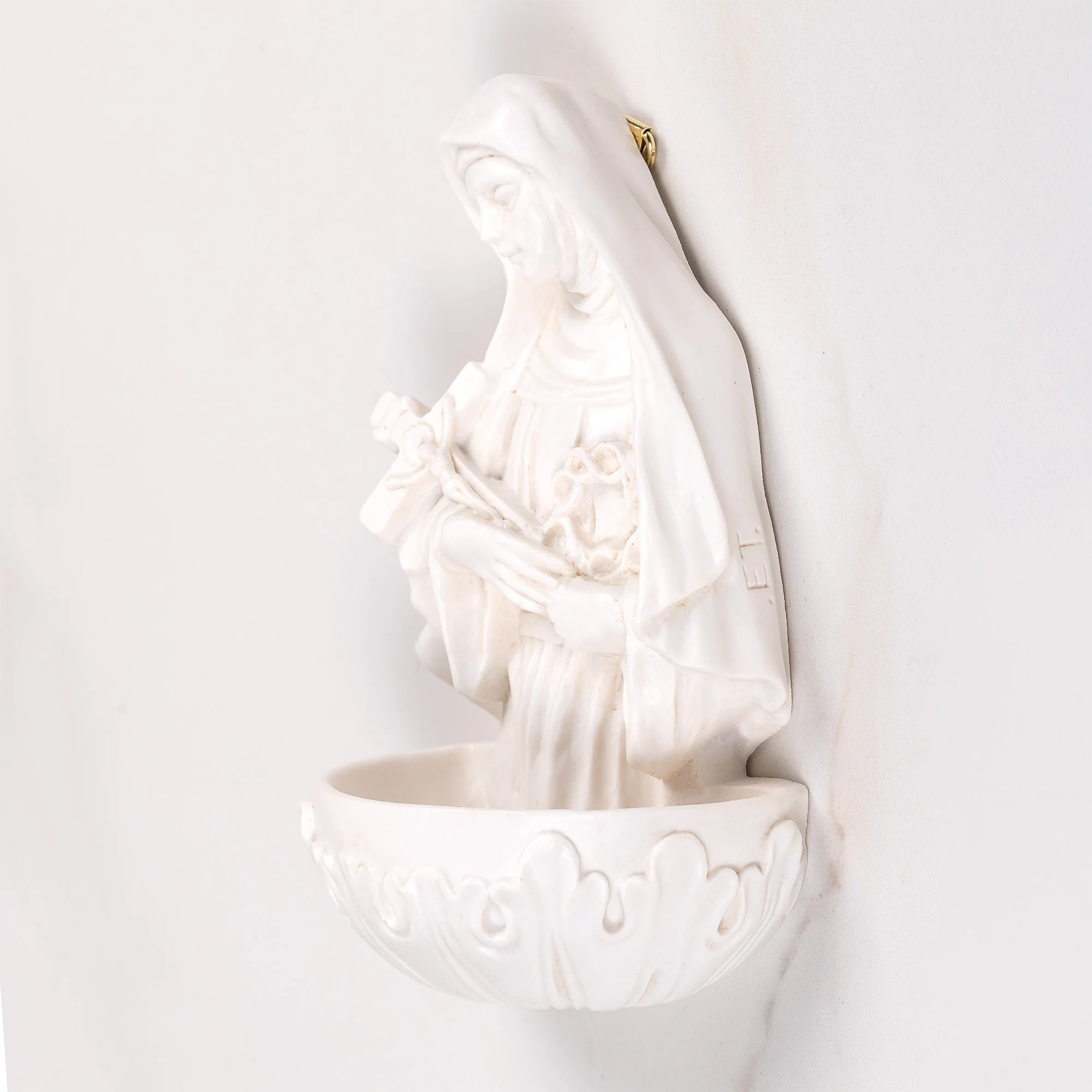 Antique White St. Rita Holy Water Font - 6.7" - Image 3