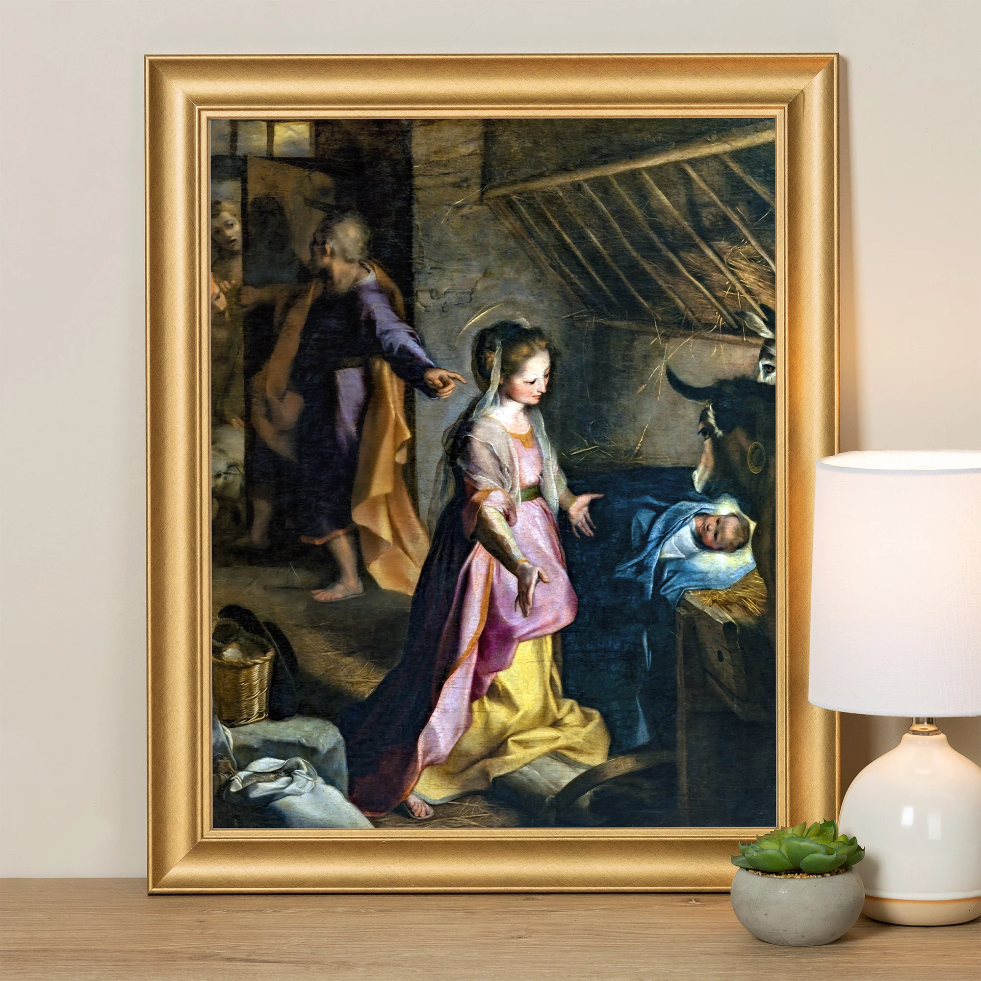 Barocci Nativity Gold Framed Print - Multiple Sizes