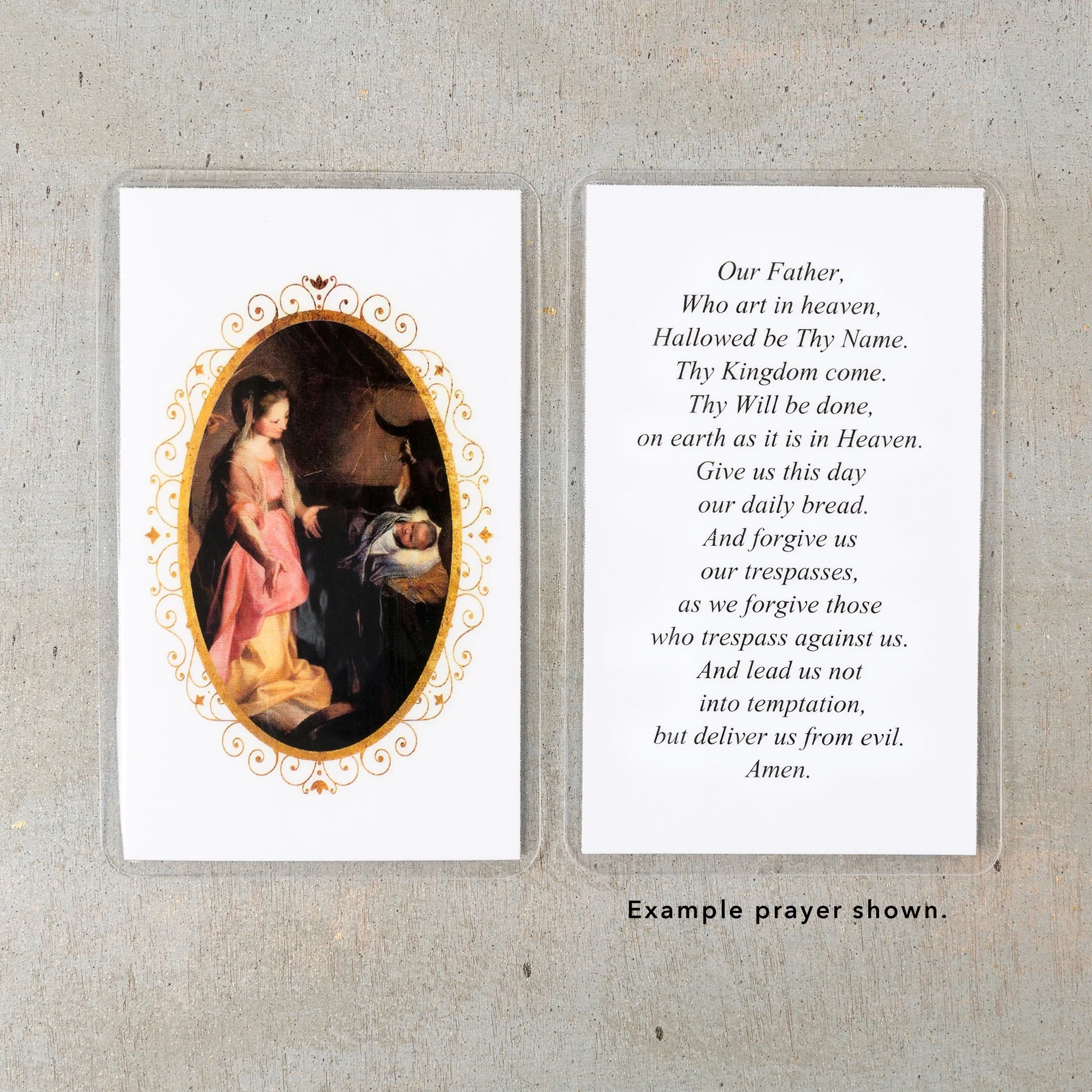 Laminated Barocci Nativity Personalized Prayer Cards