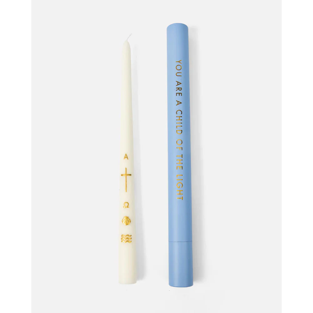 Be A Heart Alpha & Omega Gold Foil Baptism Candle