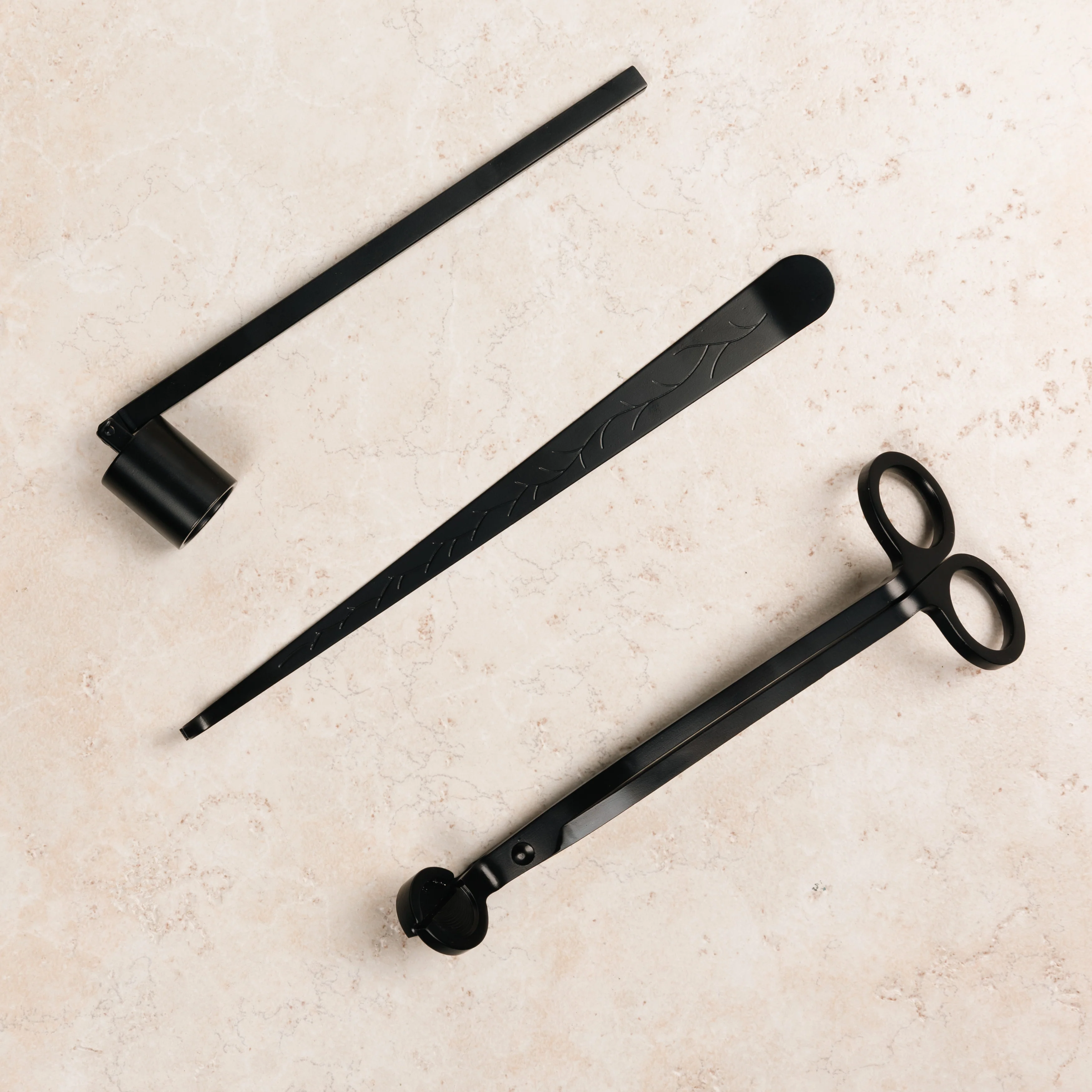 Black 3 Piece Candle Accessory Set