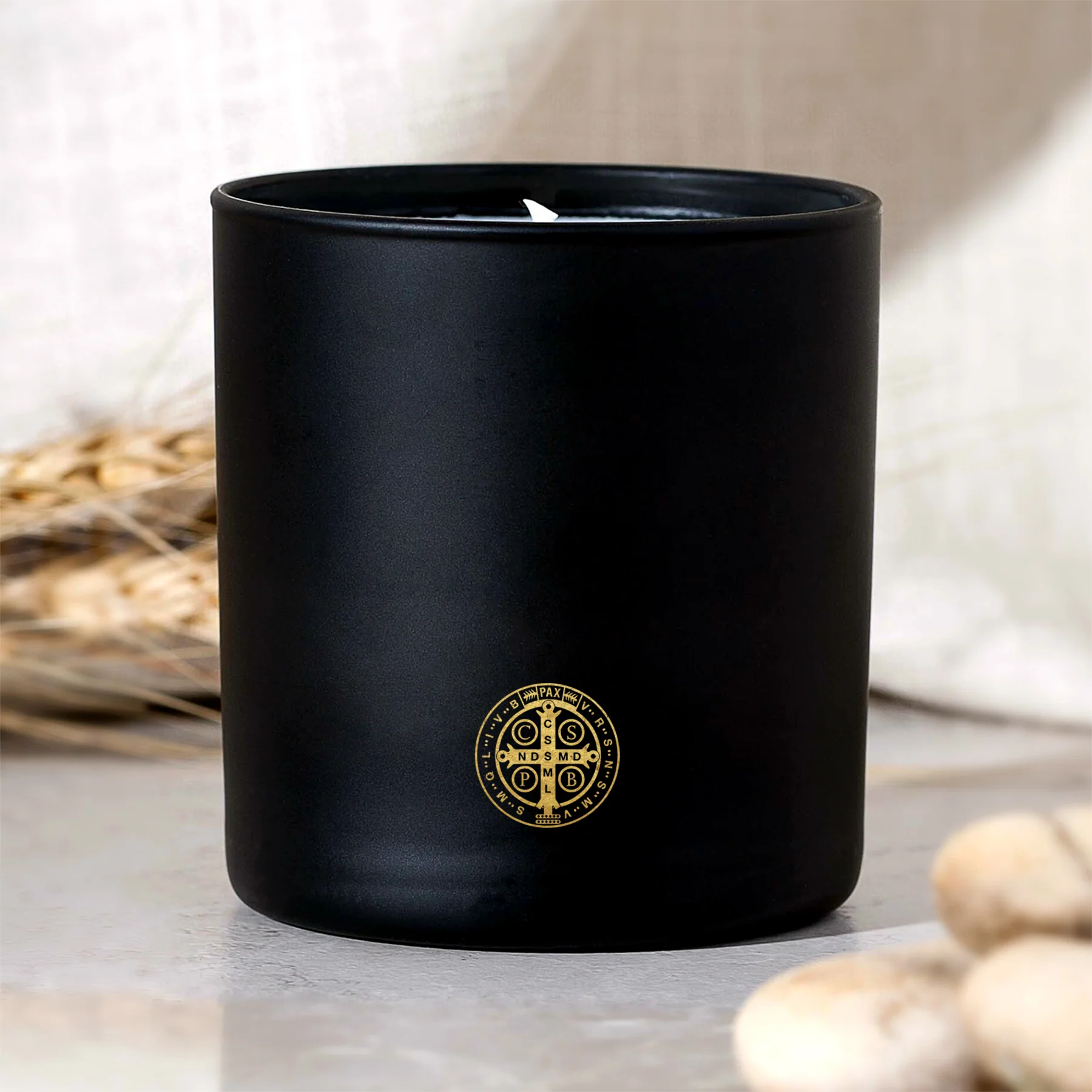 Black & Gold St. Benedict Medal Candle - Image 3