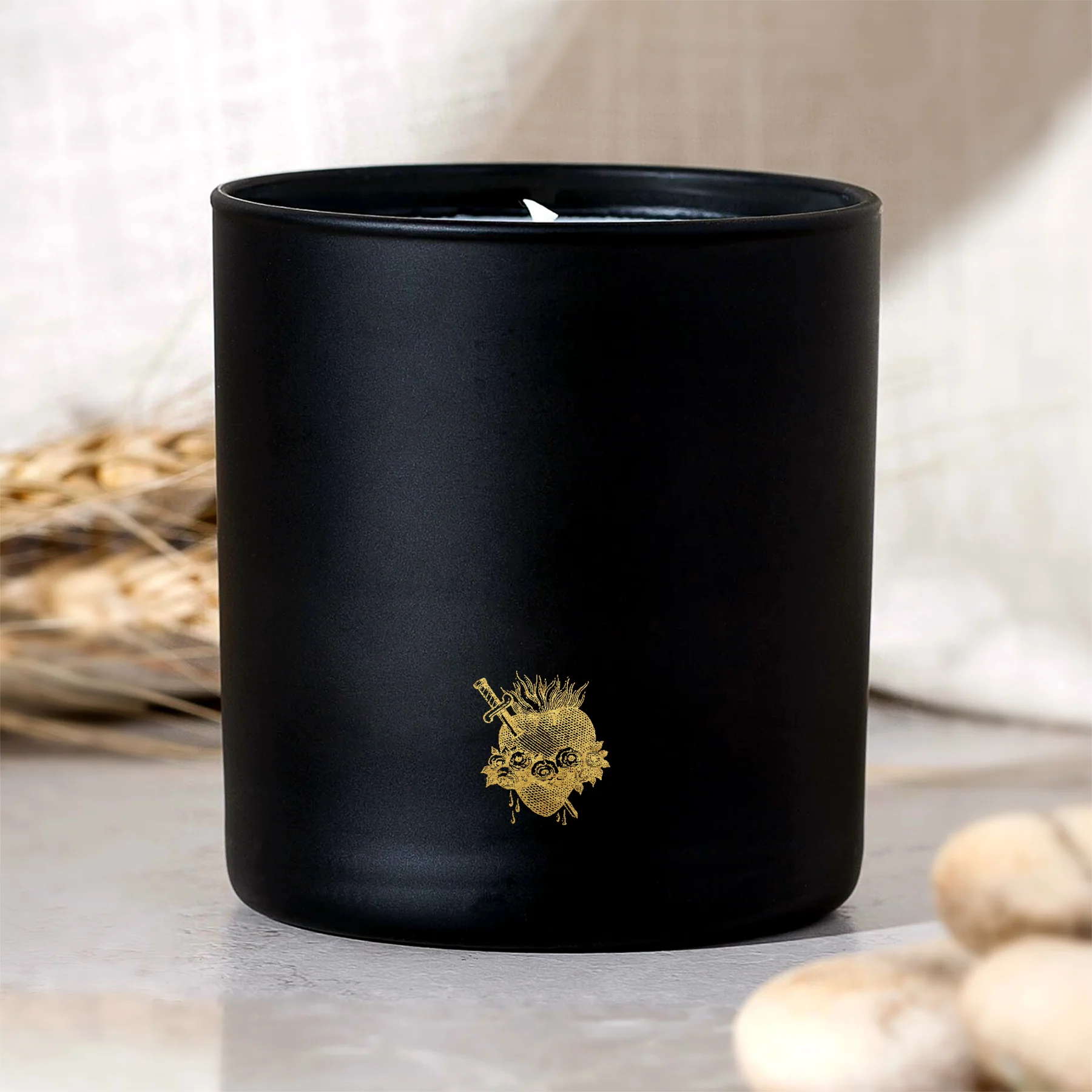 Black & Gold Two Hearts Candle - Image 2