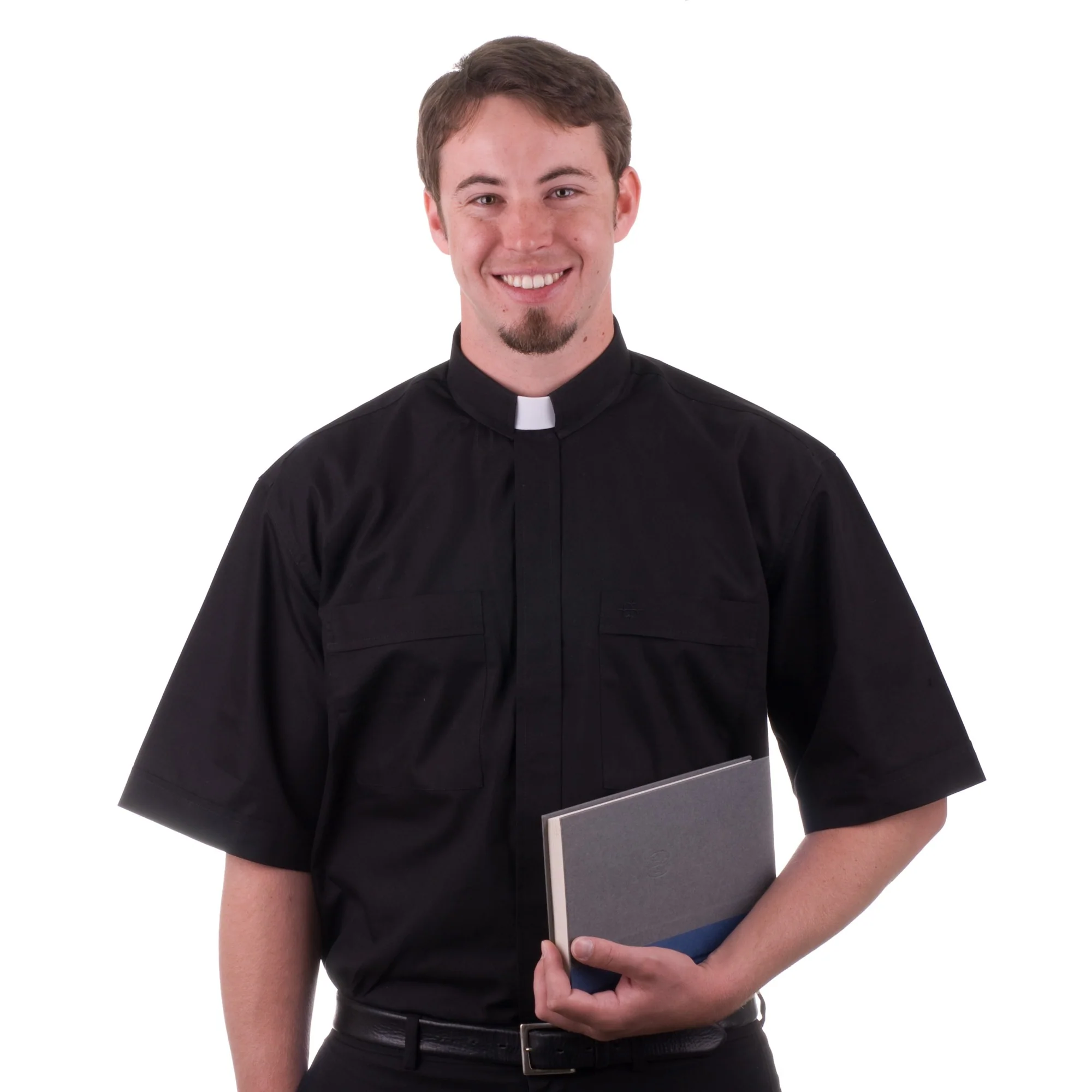 Black Short Sleeve Clergy Shirt - Image 12