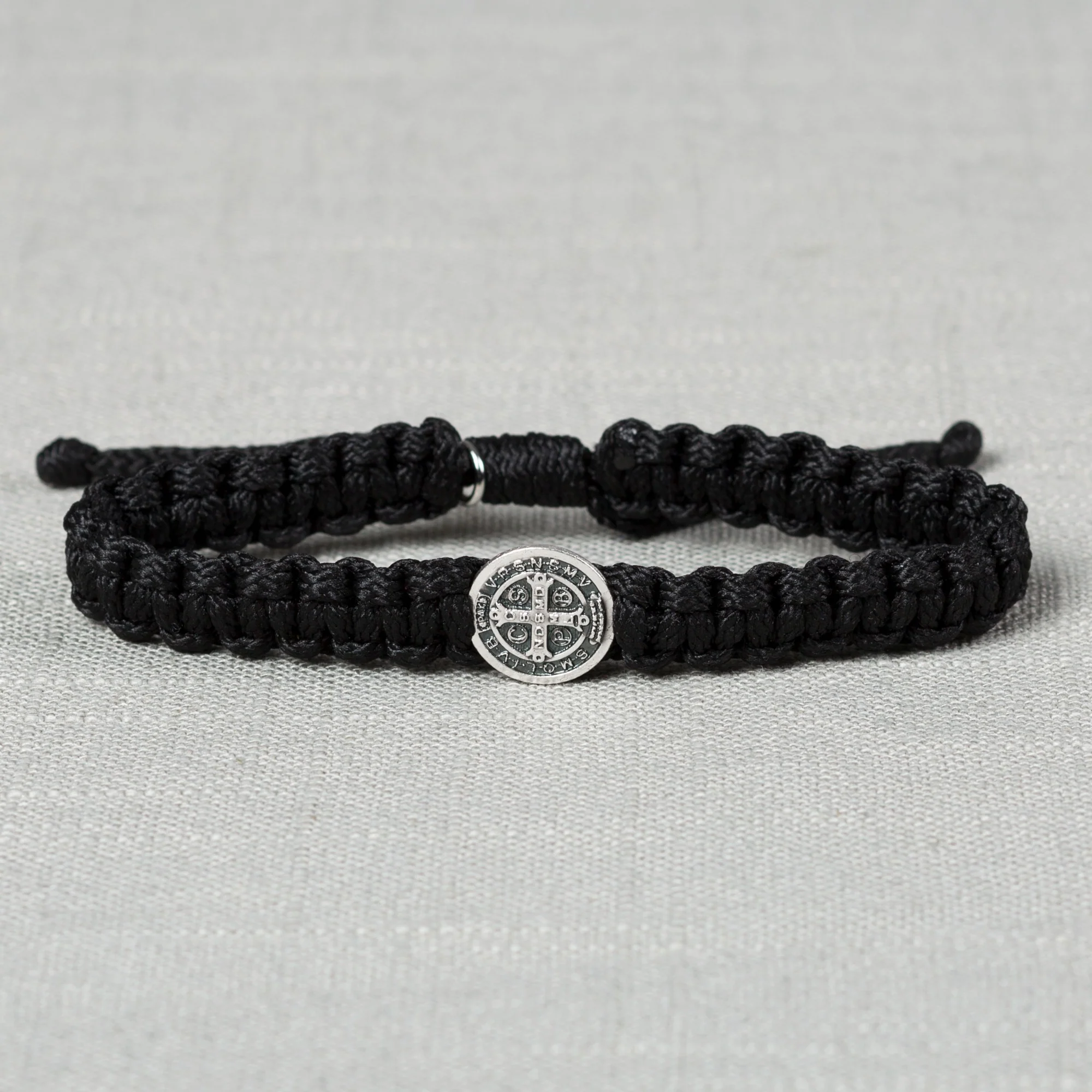 Black St. Benedict Macrame Men's Bracelet - Image 2