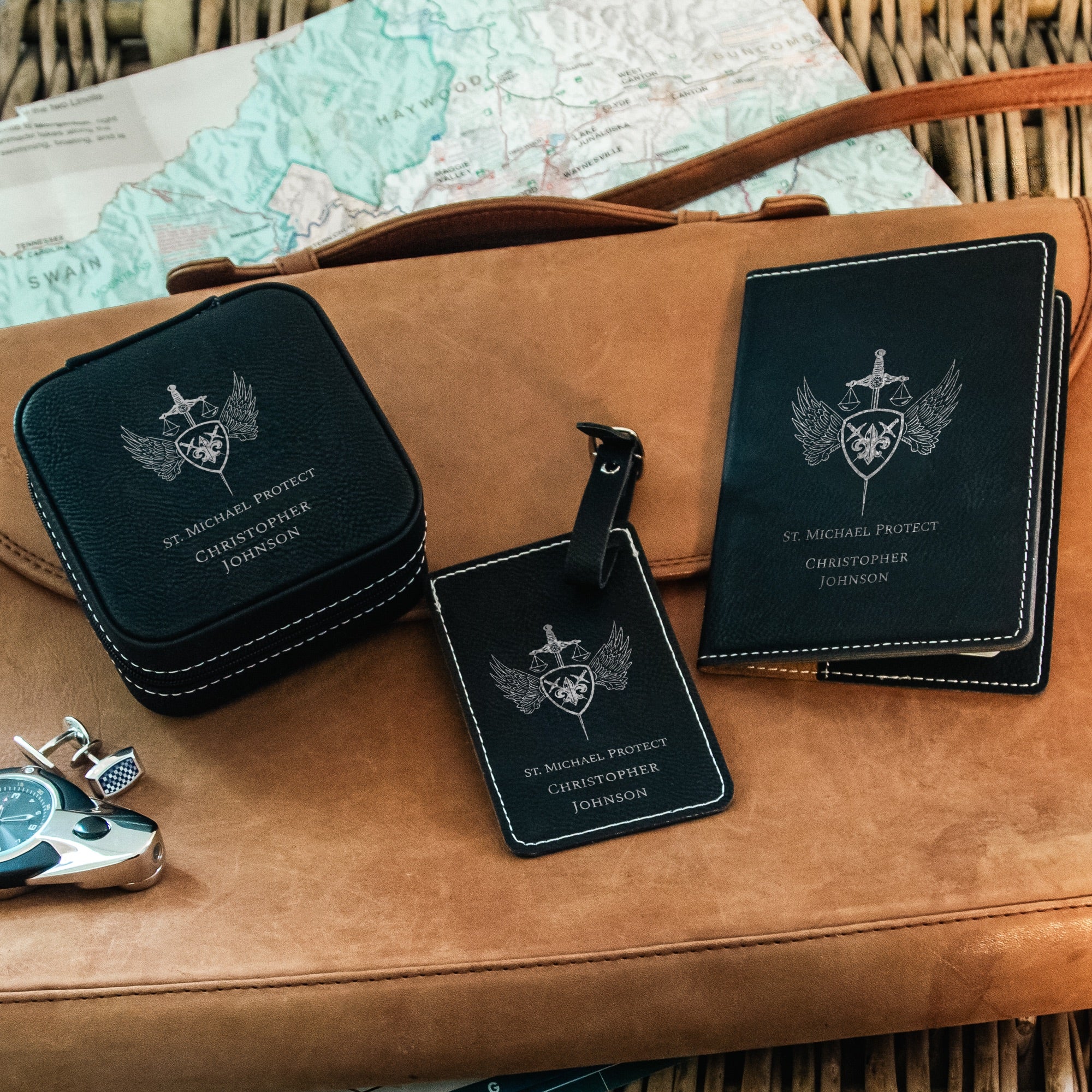 Black St. Michael Travel Set - 3 Pieces - Image 2