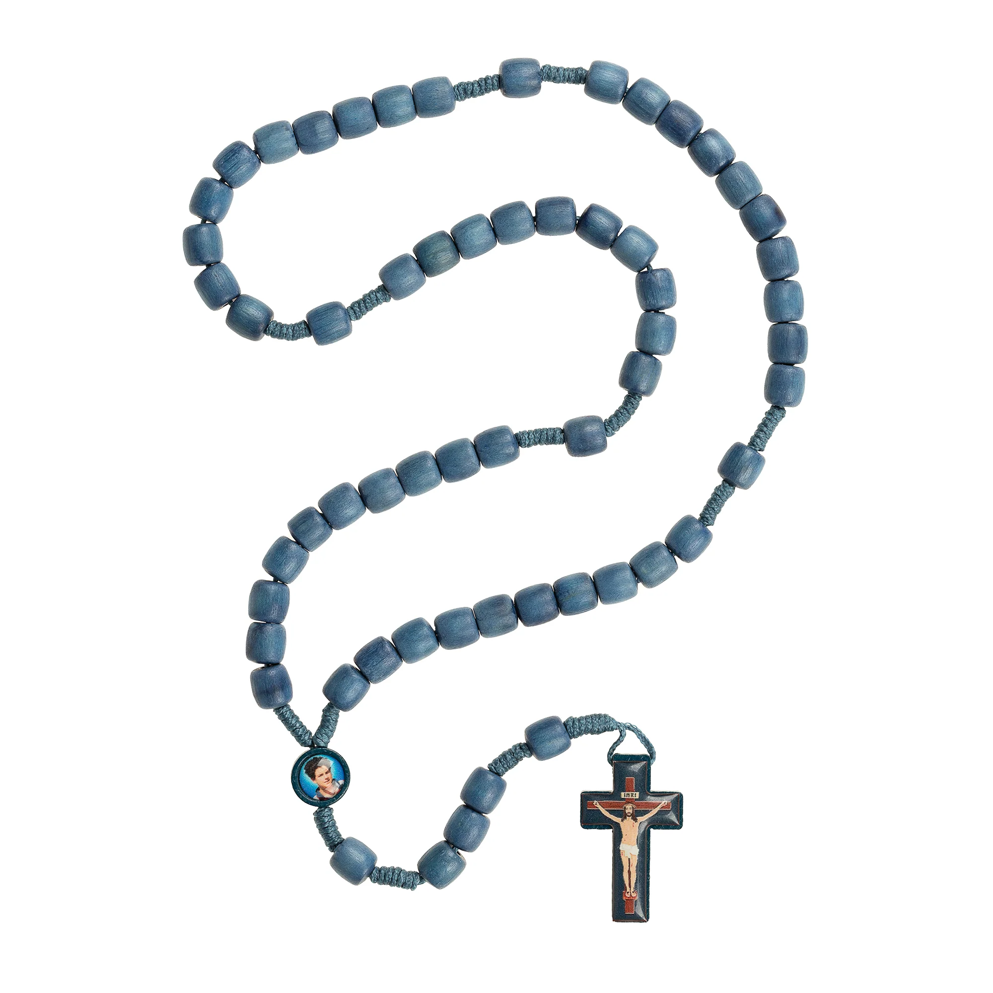 St. Carlo Acutis Blue Cylinder Bead Rosary - Image 3