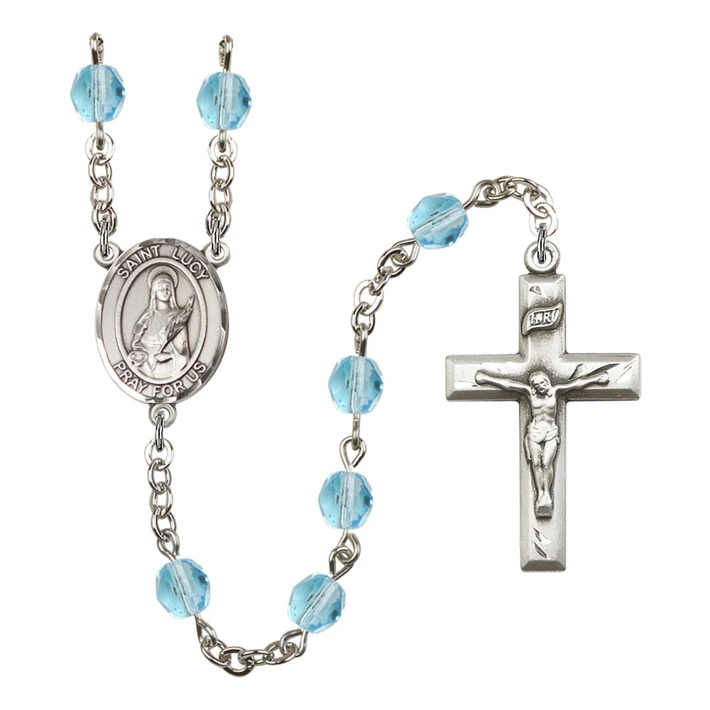 Bliss St. Lucy Aqua Blue March Rosary 6mm