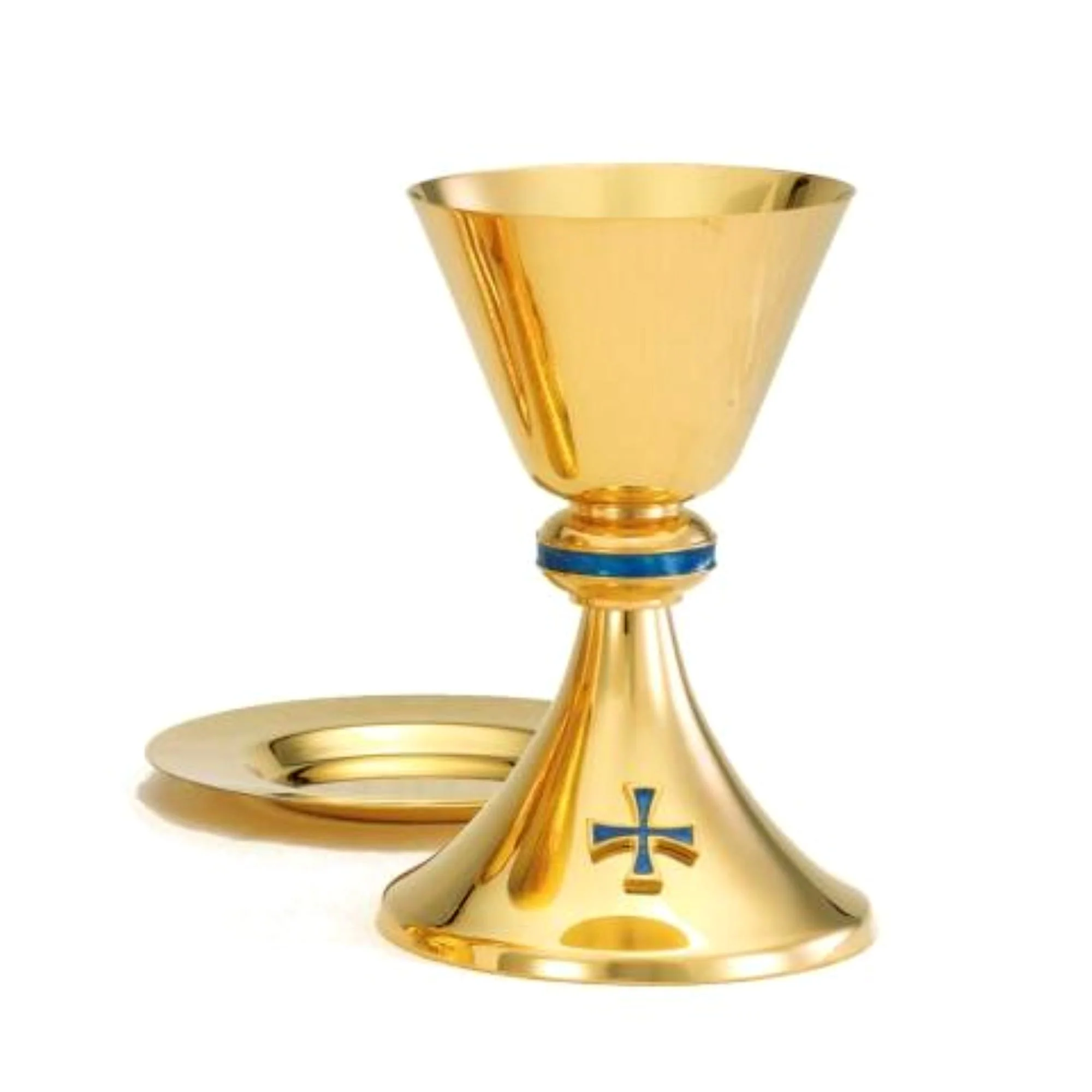 Blue Enamel Chalice and Well Paten