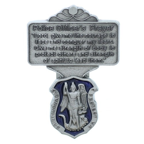 Blue Enamel St. Michael Visor Clip for Police