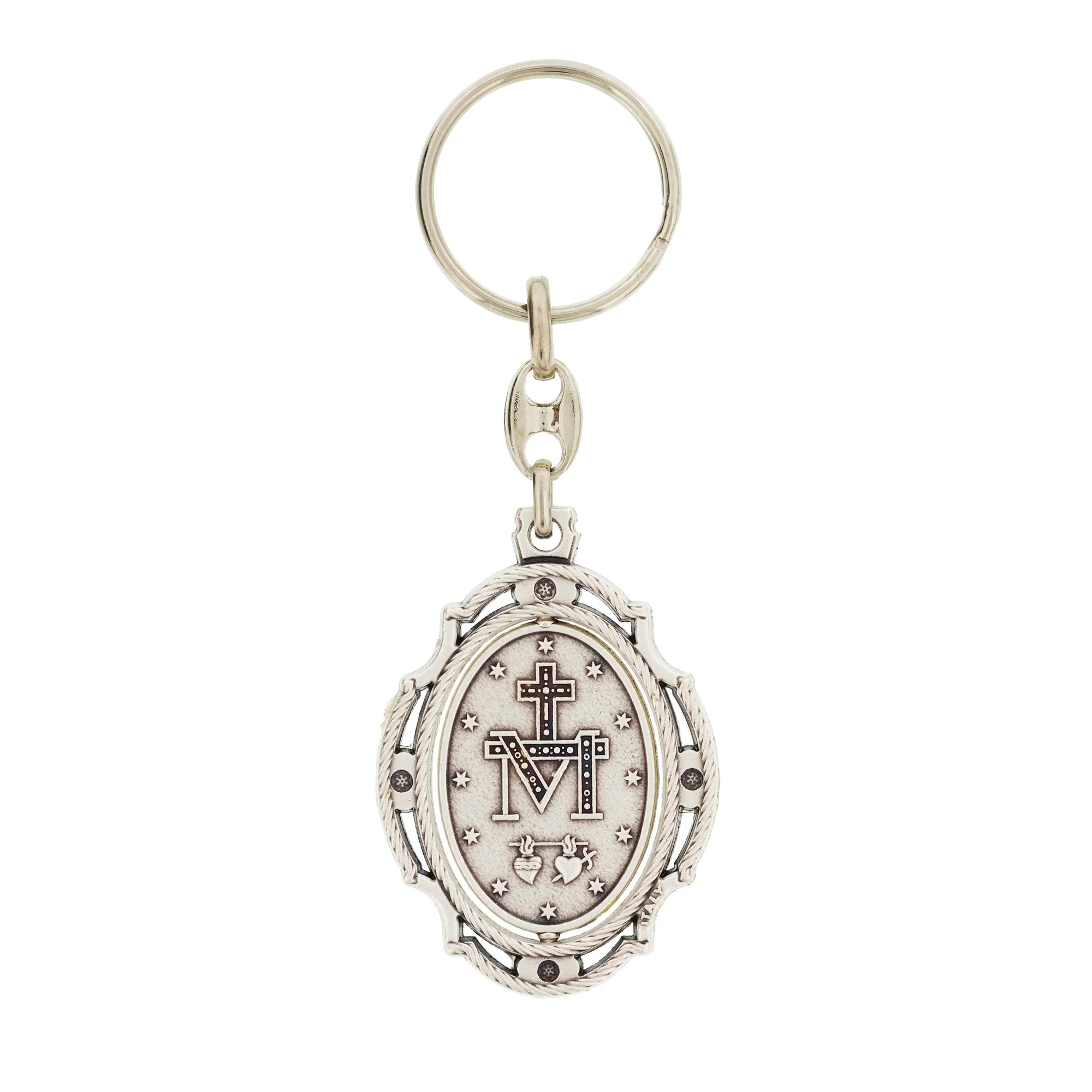 Blue Miraculous Medal Swivel Key Chain - Image 2