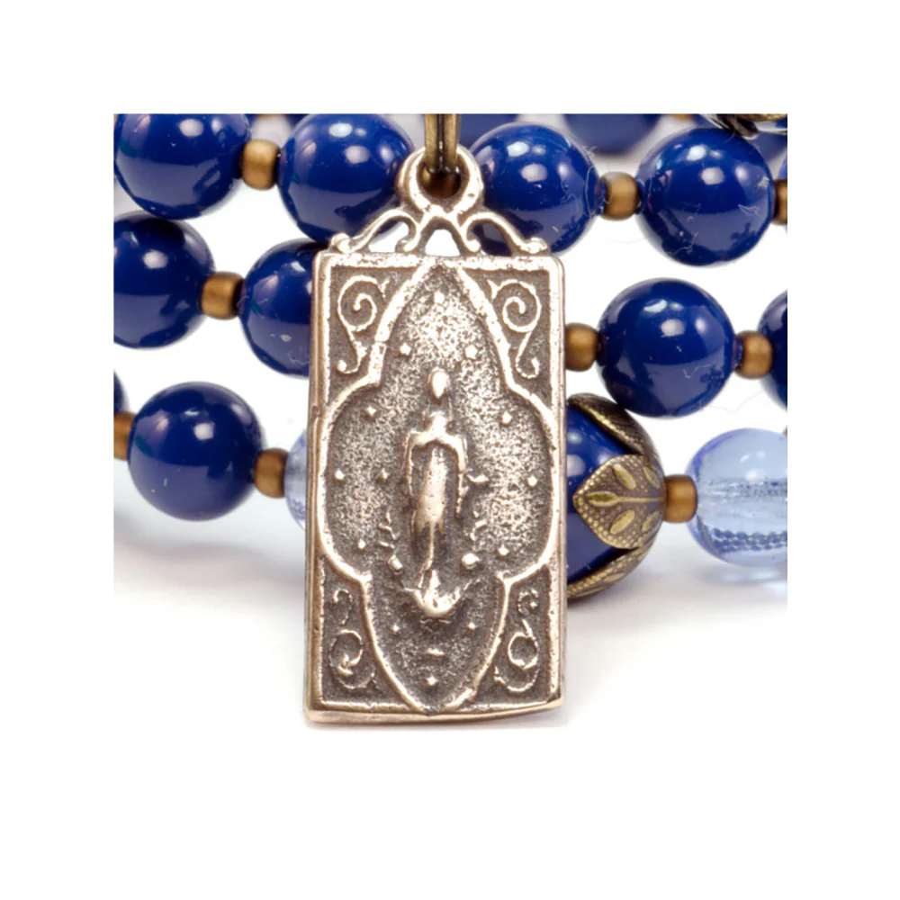 Blue Swarovski Scapular Full Rosary Wrap Bracelet - Image 6