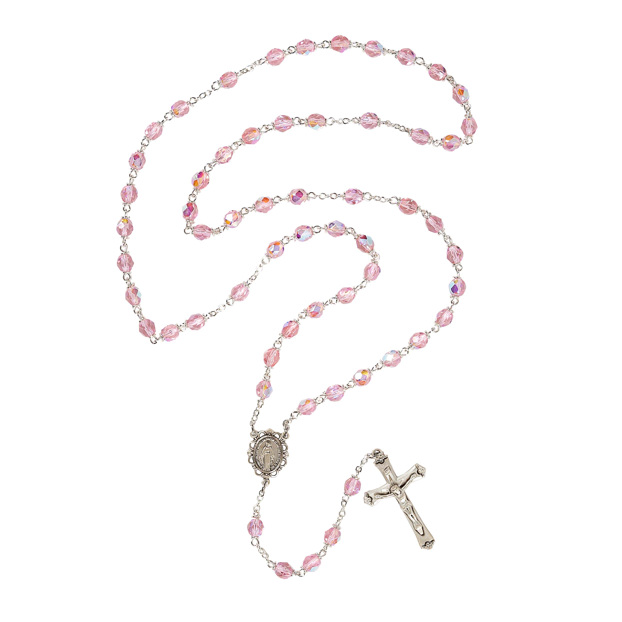 Bohemian Glass Birthstone Rosary – Rose / October - Image 3