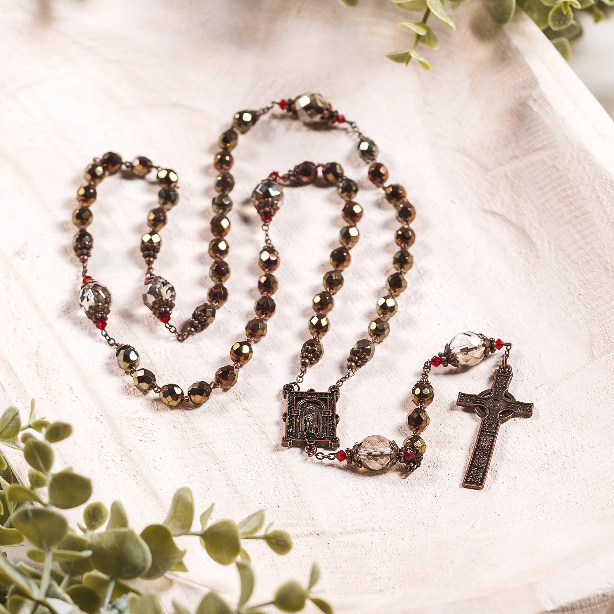 Book of Kells Bronze & Copper Finish Rosary - Image 2