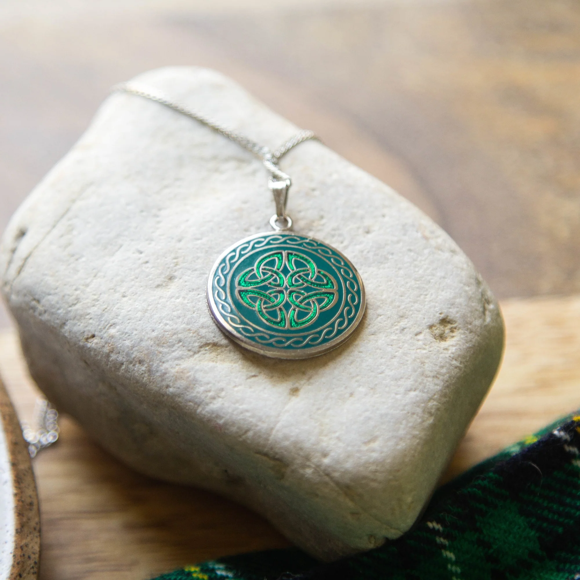 Book of Kells Green Trinity Knot Necklace - Image 2
