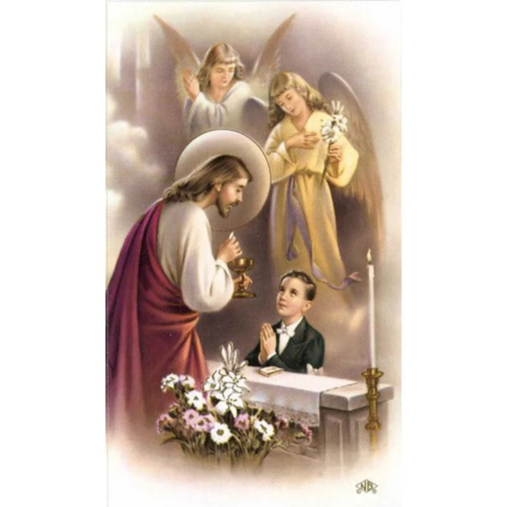 Laminated Boy First Communion Traditional Personalized Prayer Cards (Priced Per Card)