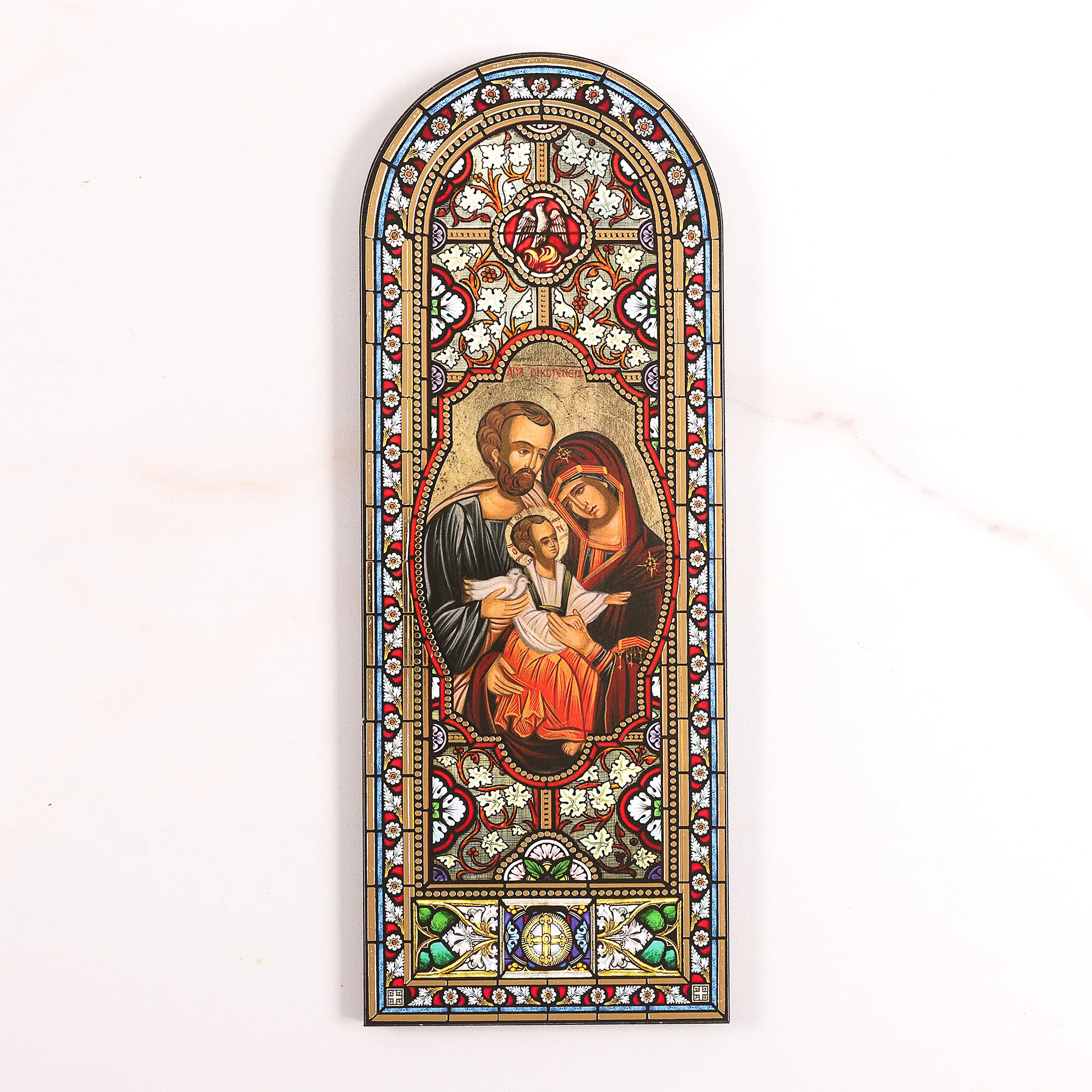 Cathedral Window Holy Family Icon Plaque