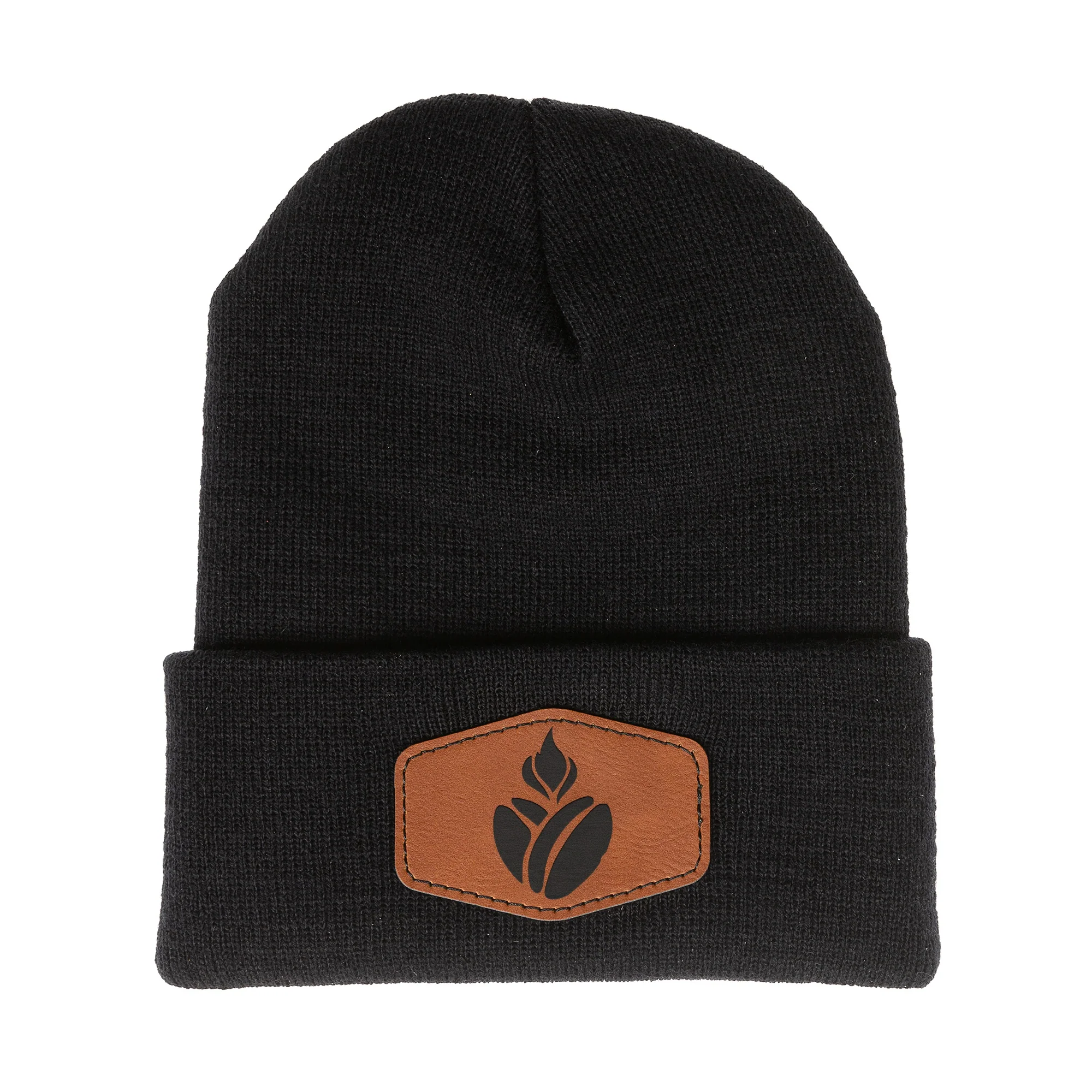 Catholic Coffee Logo Leather Patch Beanie - Image 3