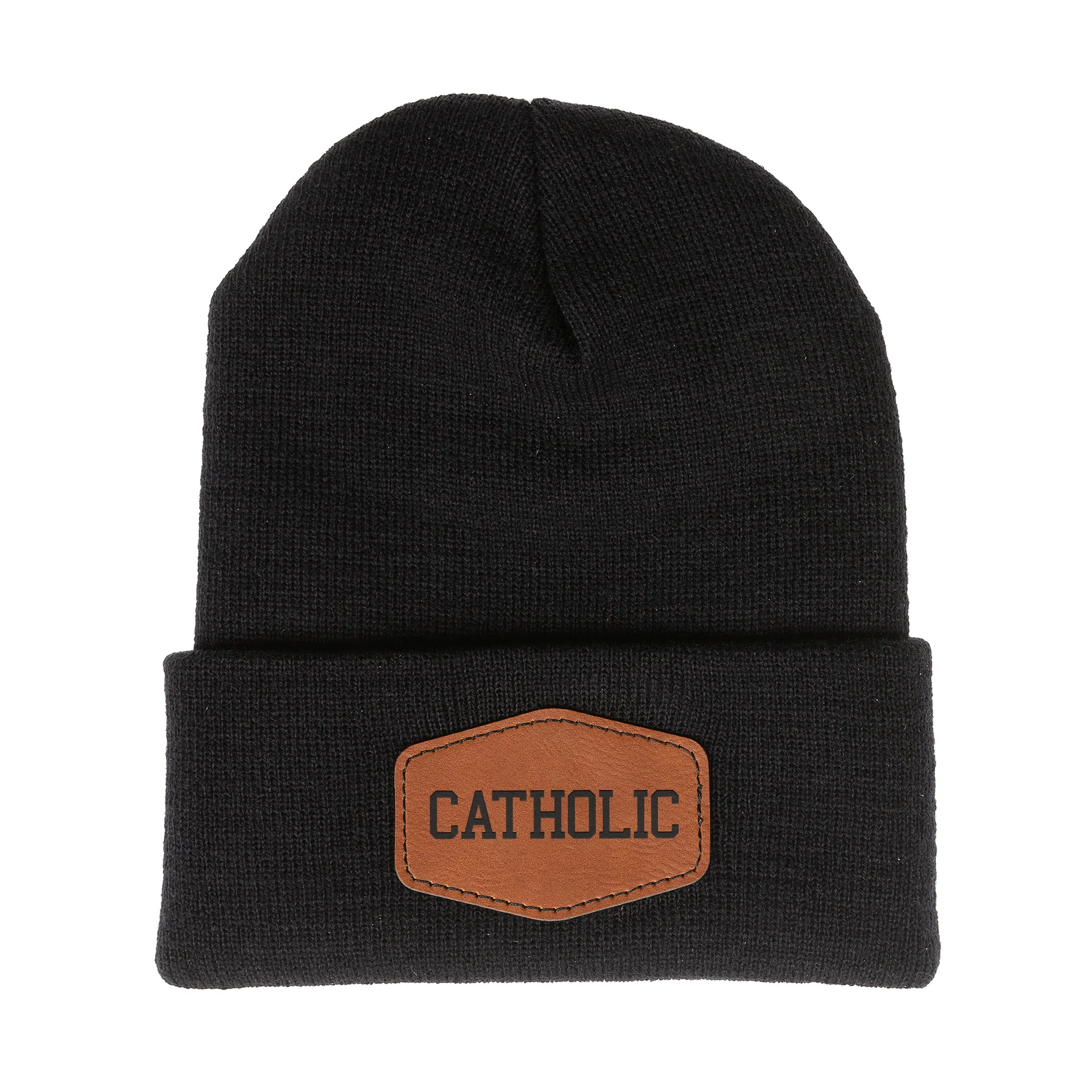 Catholic Leather Patch Beanie - Image 3