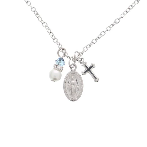 Children's Miraculous Medal Pearl Necklace