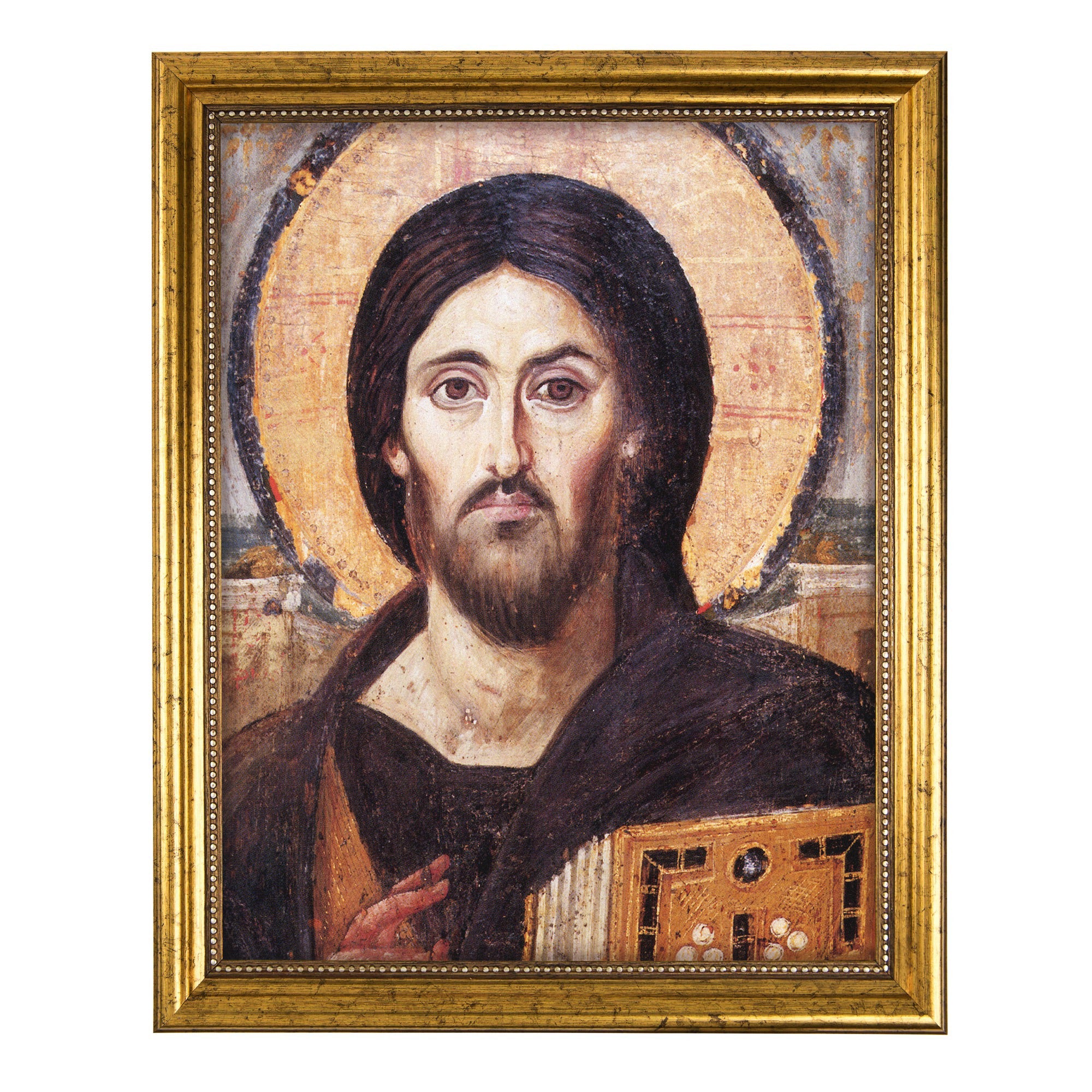 Christ Pantocrator Antique Gold Framed Print - 8" x 10" - Image 2