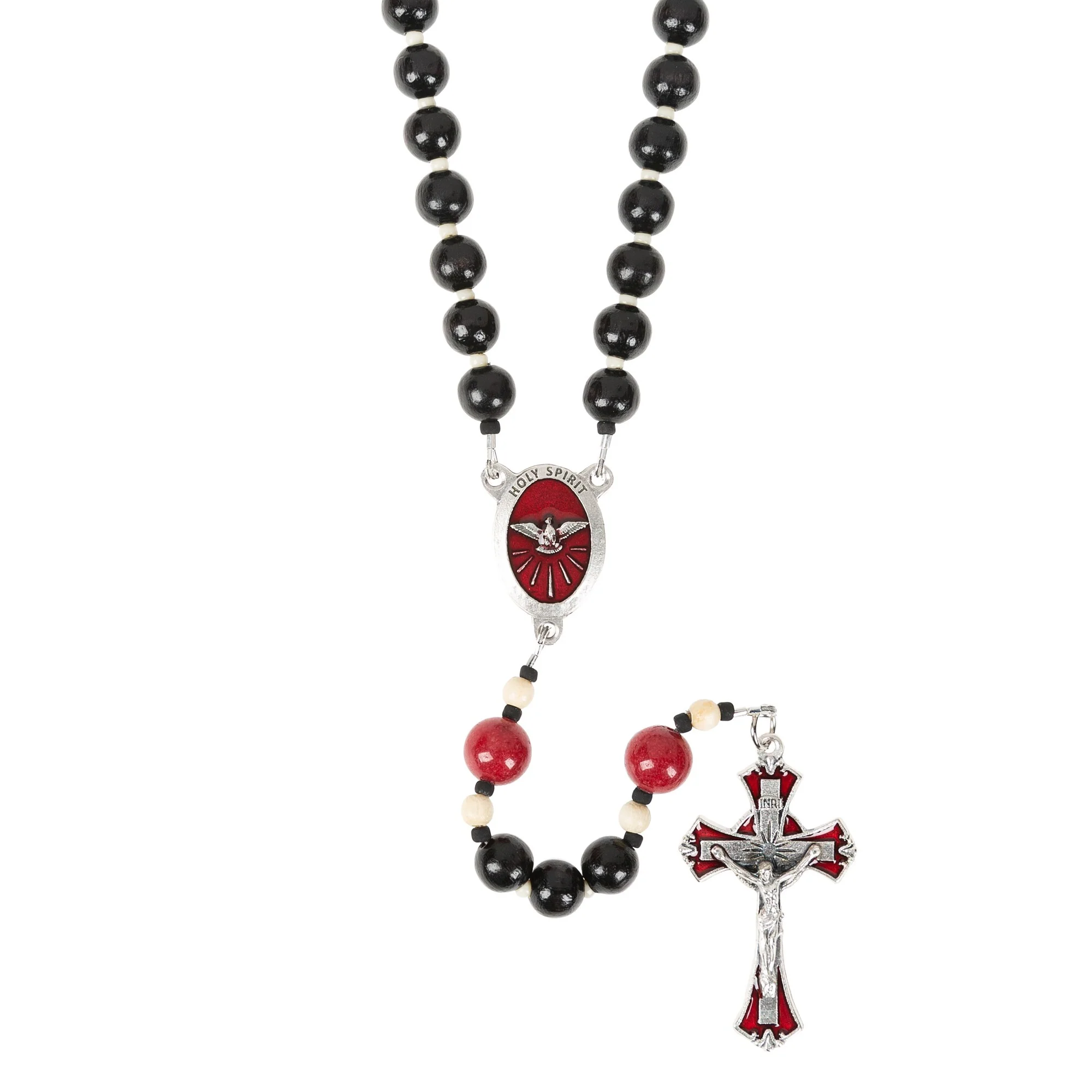 Confirmation Black Wood Rosary with Prayer Card - Image 2