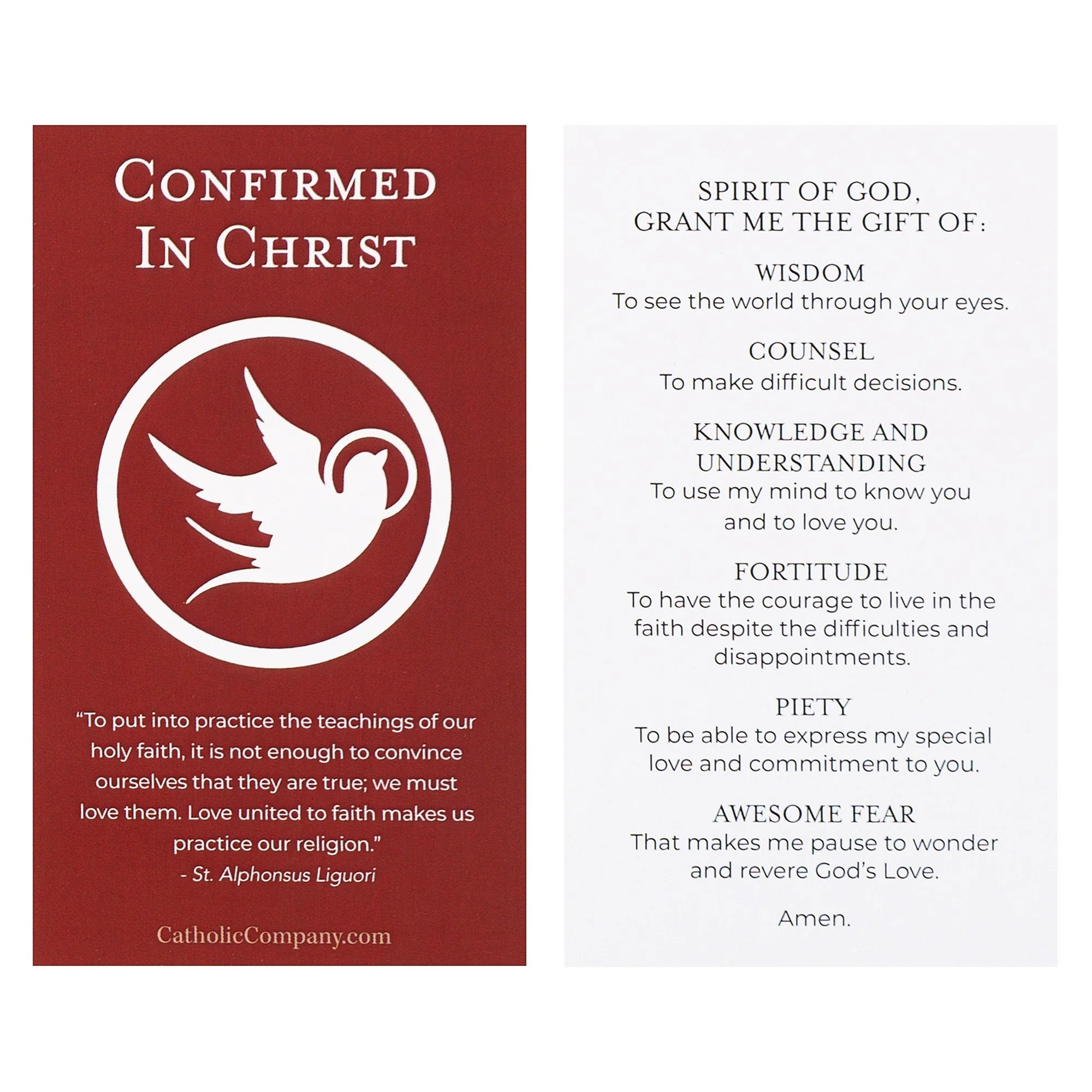 Confirmation Gifts of the Holy Spirit Prayer Card - Image 2