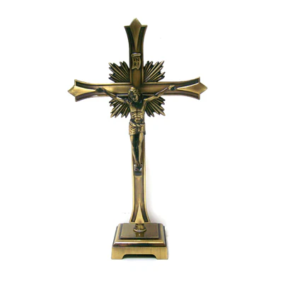 Contemporary Bronze Standing Crucifix - 8" - Image 2